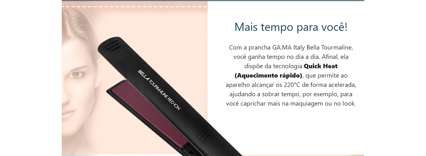 Chapinha Prancha de Cabelo Gama Italy  Bella Tourmaline Red Ion 220°C Bivolt Preto/Vermelho